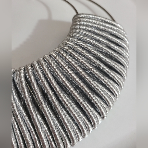 Huge silver boho necklace statement sparkly metallic adjustable - Picture 5 of 14